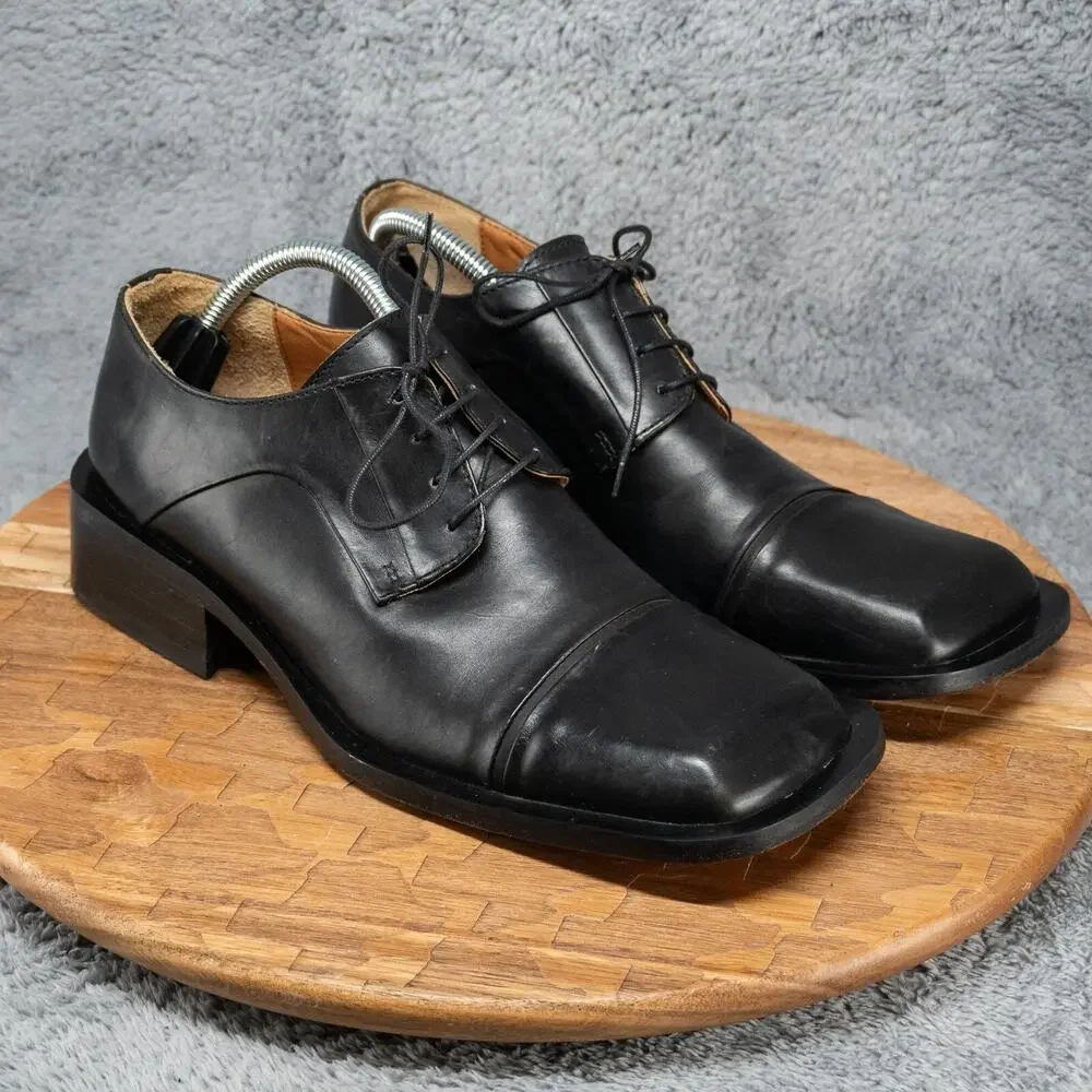 Vtg Clarks Men's 9 Women's 10.5 Y2K Super Wide Square Toe Lace Up Oxford Chunky‎